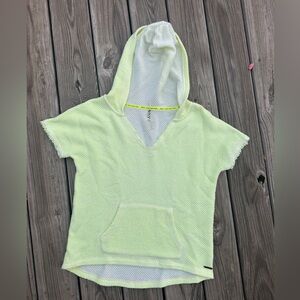 Marc New York Green Hooded Sweatshirt V-Neck Terry Cloth